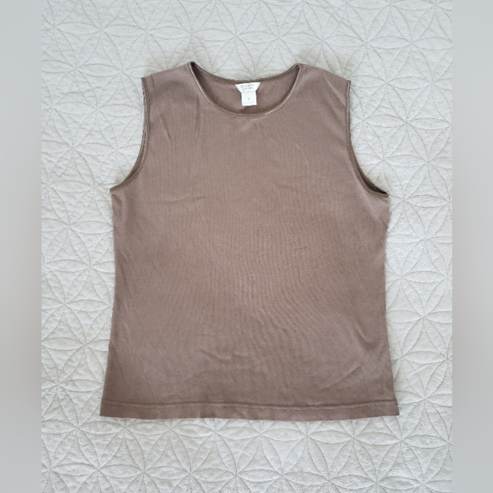 Christopher and Banks 100% Cotton Sleeveless Brown Top Women's Size M